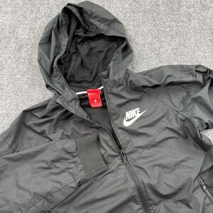 Nike Windrunner Full Zip Hooded Windbreaker Jacket Large Black Kids